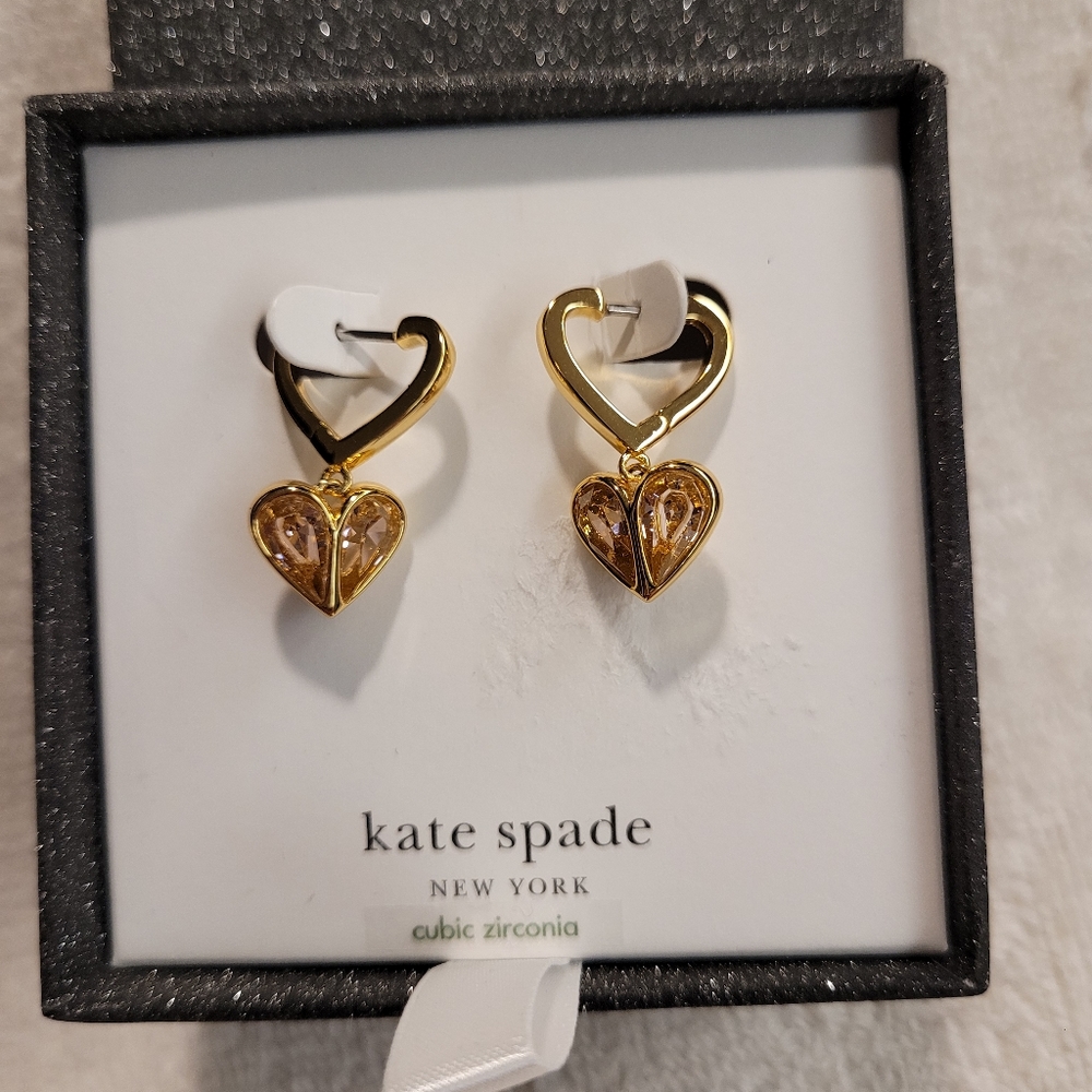 Kate Spade New York Rock Solid Stone Heart Huggies-Boxed Earrings